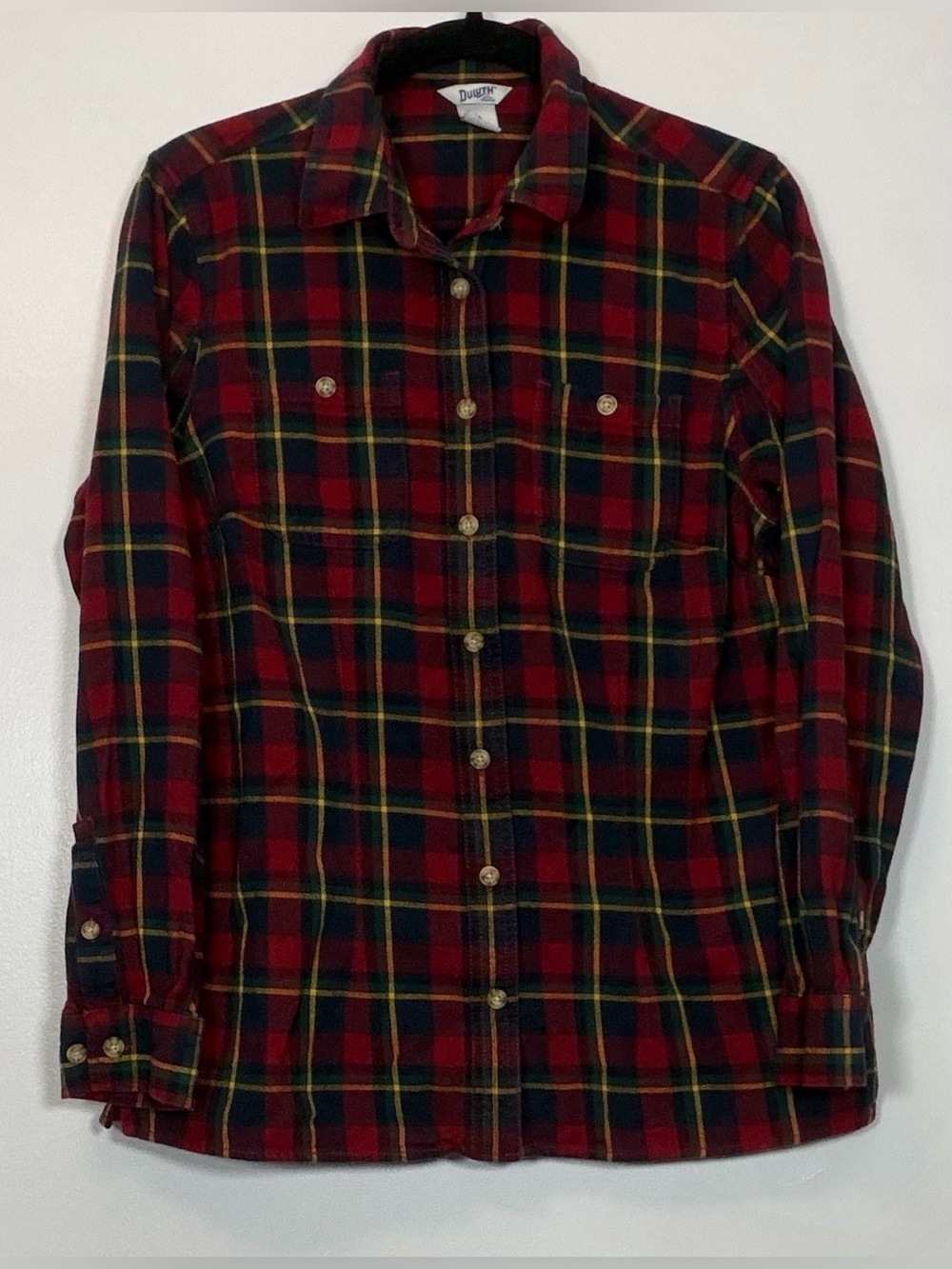 Duluth Trading Co. Red Plaid Button-Up Flannel Shirt